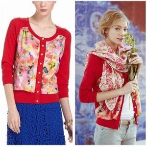 Anthropologie Monogram HWR Floral Panel Cardigan